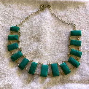 Original turquoise stone silver necklace looks beautiful with a white dress